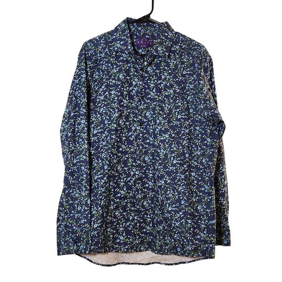 Kolte Other - KOLTE Blue Floral Button Up Shirt, Size Large